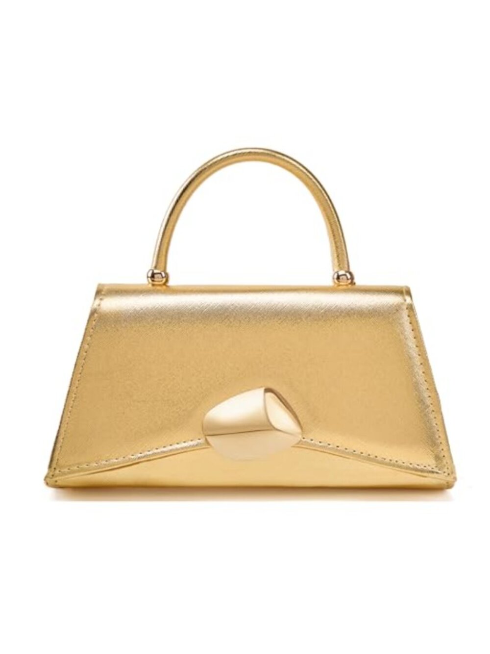 Metallic PU Leather Top-Handle Handbag Evening Clutch Purse